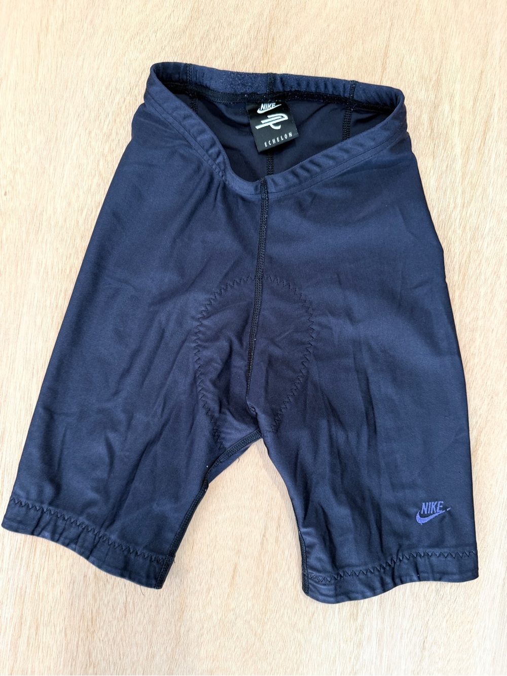 VTG 90s Nike Echelon Padded Cycling Shorts Black Purple Embroidered Swoosh XS